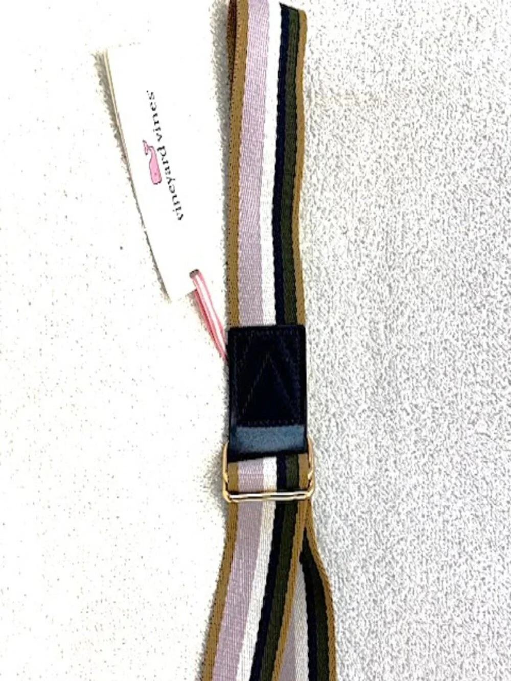 Vineyard Vines Heritage D-Ring striped belt in Iris Size M